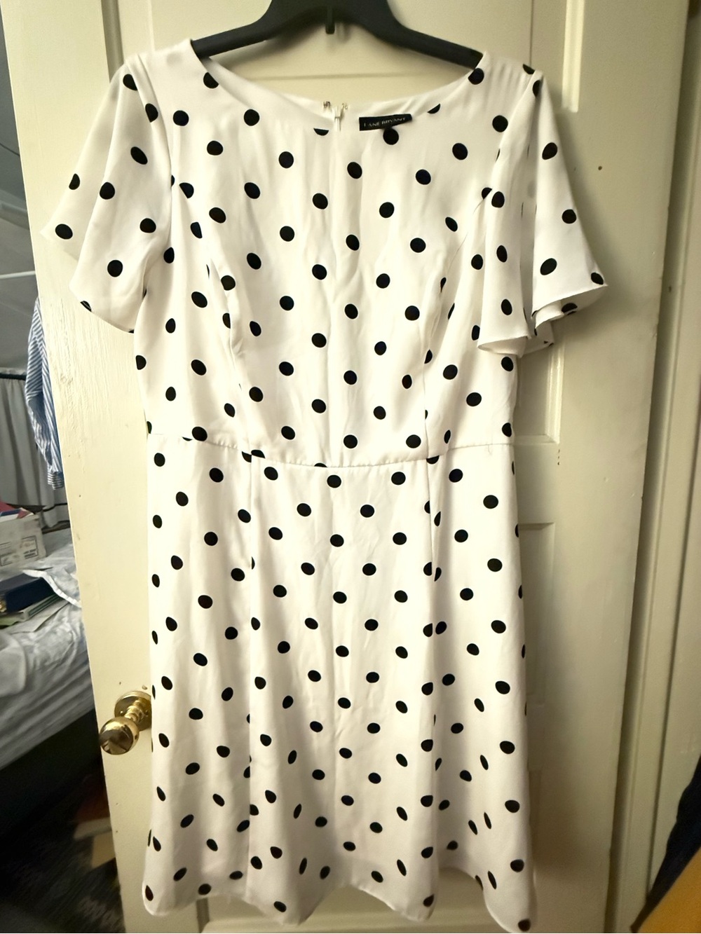 Lane Bryant White Dress with Black Polka Dots